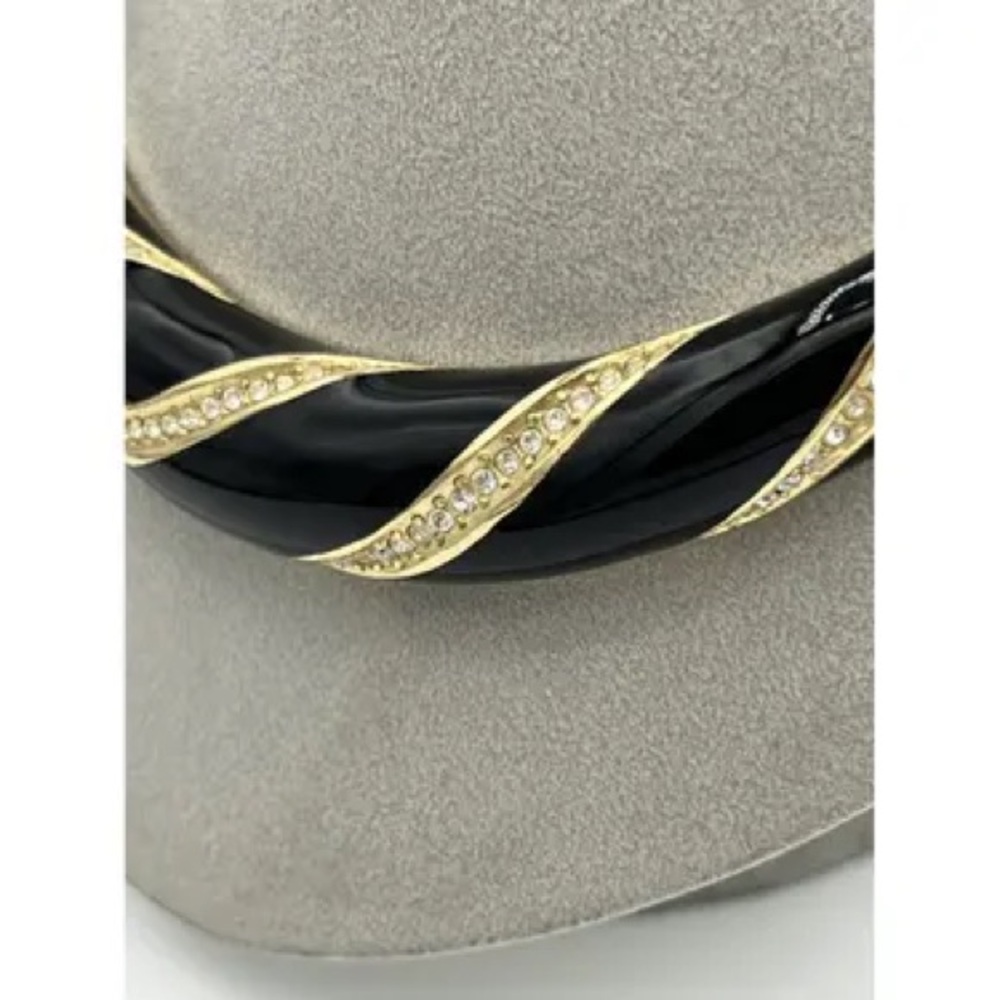 Vintage Dior Necklace Bold Black Enamel Rhinestone Designer Piece - Picture 9 of 14